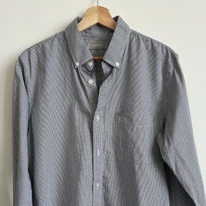 EUC Men's Everlane The Air Oxford Shirt Black / White Mini Stripe Medium